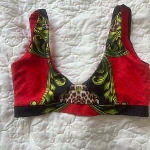 Asherah Swimwear Vibrant Red Patterned Women's Bralette